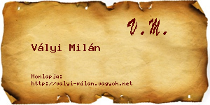 Vályi Milán névjegykártya